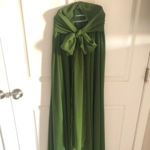 Avocado Green Bow Tie Chiffon Maxi Skirt